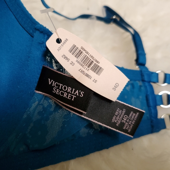 New Victoria's Secret teal rhinestones bra 34D - Picture 2 of 3